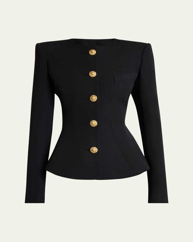 Single-Breasted Grain De Poudre Basque Jacket